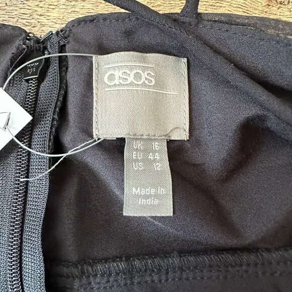 Asos Women's Size 12 Sleeveless Cami Maxi Dress in Black with Back Tie - Picture 3 of 8